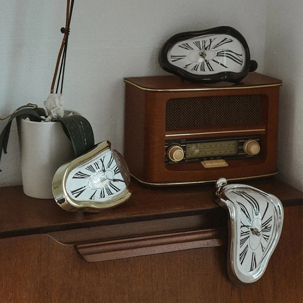 Vintage Silver Twisted Melting Clock